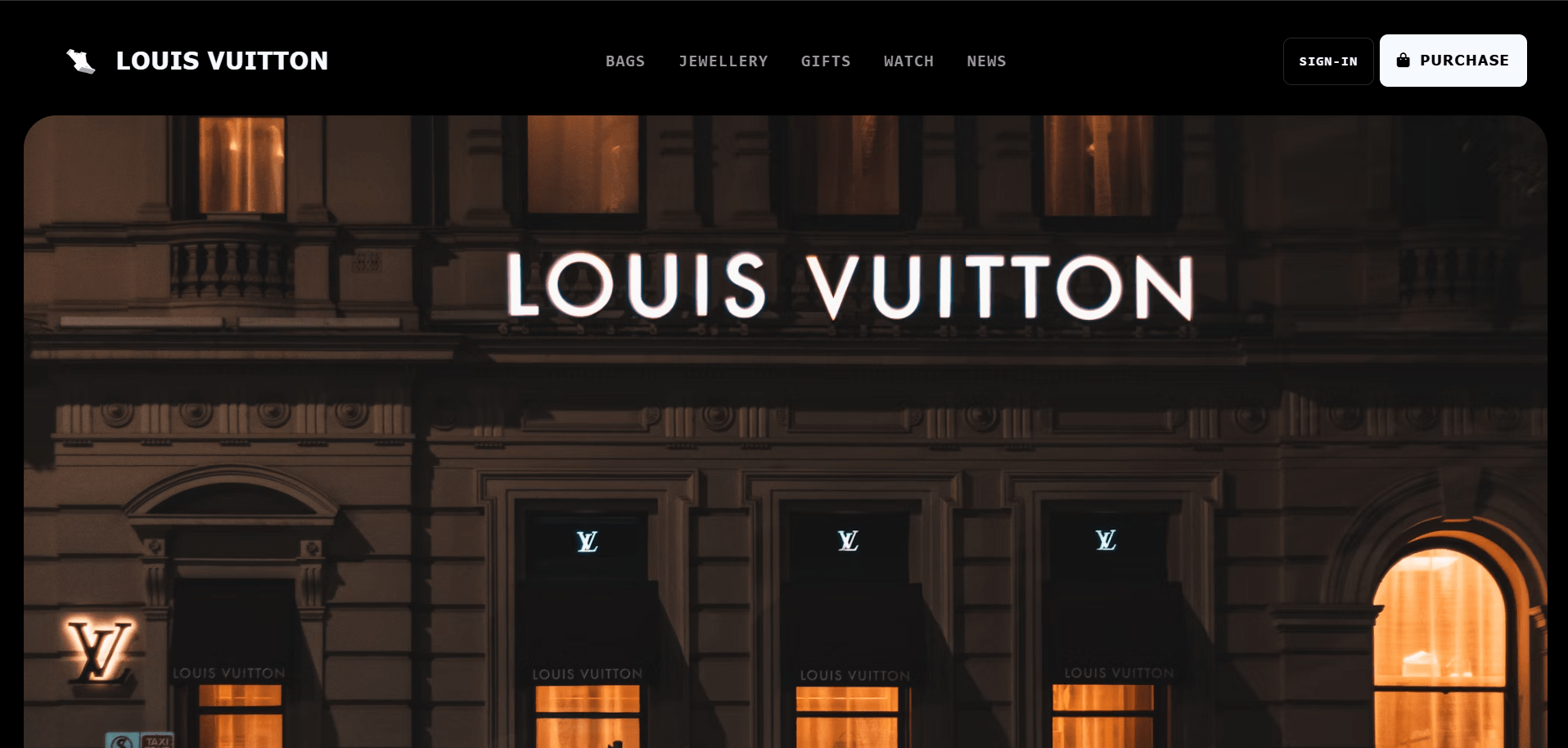Louis Vuitton project landing page